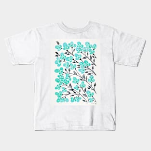 turquoise cherry blossoms Kids T-Shirt